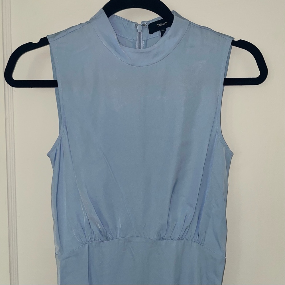 Theory Light Blue Sleeveless Midi Dress | 00 - Picture 6 of 11